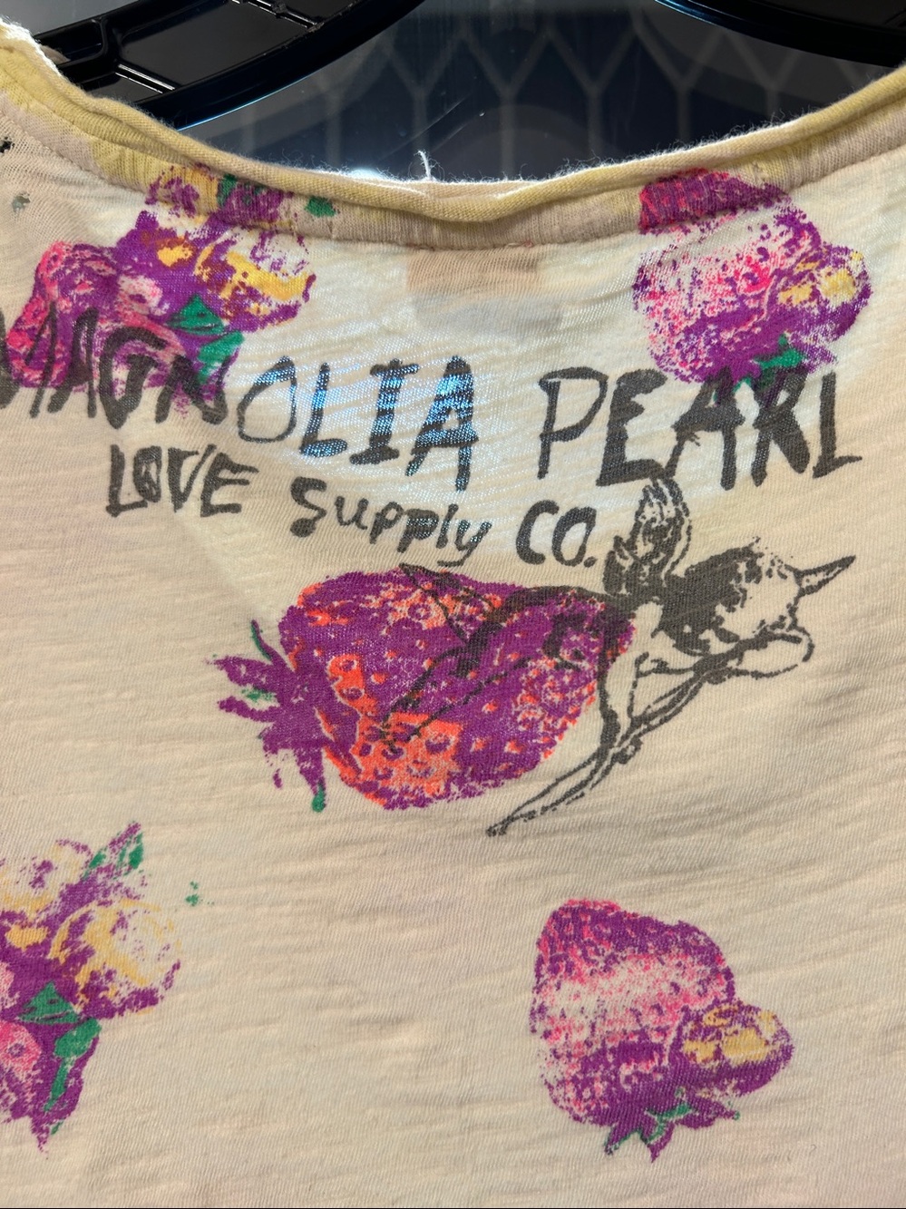 Magnolia Pearl Cream Long Sleeve Tee with Pink/Purple Strawberry Print - Picture 3 of 9